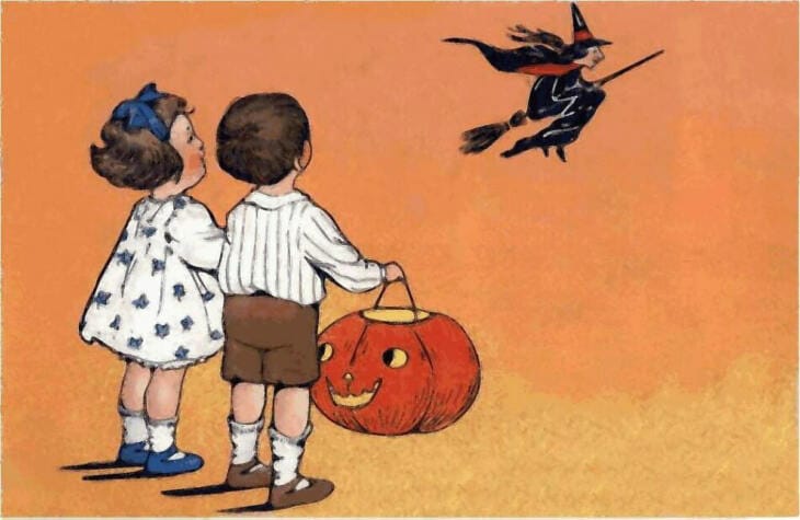 Halloween-Kids mit Hexe | (c) jo-ba-auf-pixaby