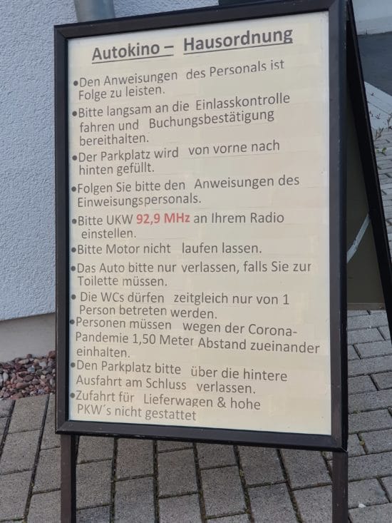Autokino in Warburg, Autokino, Warburg, Erfahrungsbericht eines Wildwechsel-Leser Autokino Warburg Hausordnung