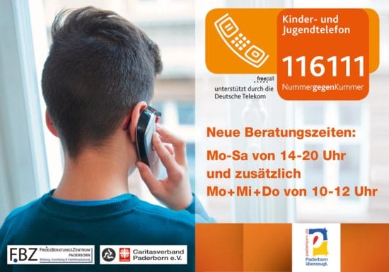 Beratung für Kinder und Jugendliche: Das Jugendamt der Stadt Paderborn hat die Nummer 116111 eingerichtet. | (c) Stadt Paderborn