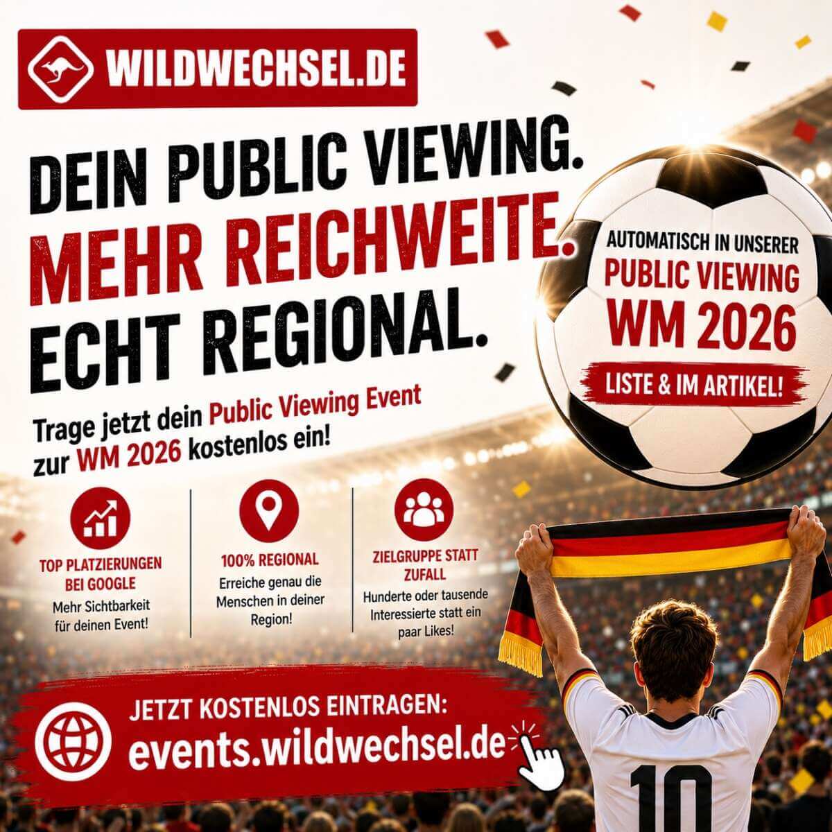 Kostenlos Public Viewing eintragen und mehr Reichweite erhalten | (c) Wildwechsel
