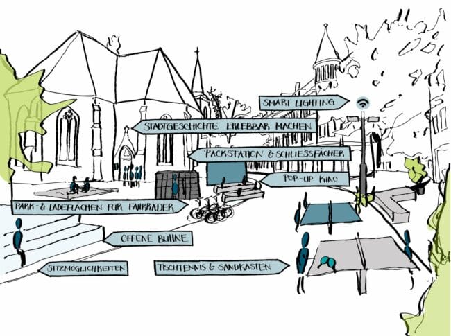 Bielefeld, Altstadt, altstadt.raum, Projekt, Bielefelder Altstadt Mehr Aufenthaltsqualität, Beruhigung des Verkehrs, Stärkung von Handel und Gastronomie – die Bielefelder Altstadt soll noch lebenswerter und attraktiver werden. | (c) Foto Stadt Bielefeld/Amt für Verkehr