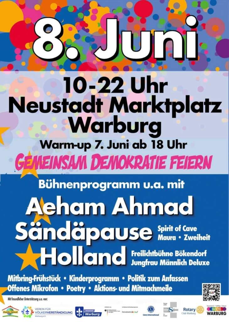 Buntes Fest in Warburg - Gemeinsam Demokratie feiern – Demokratie wählen | (c) Buntes Warburg