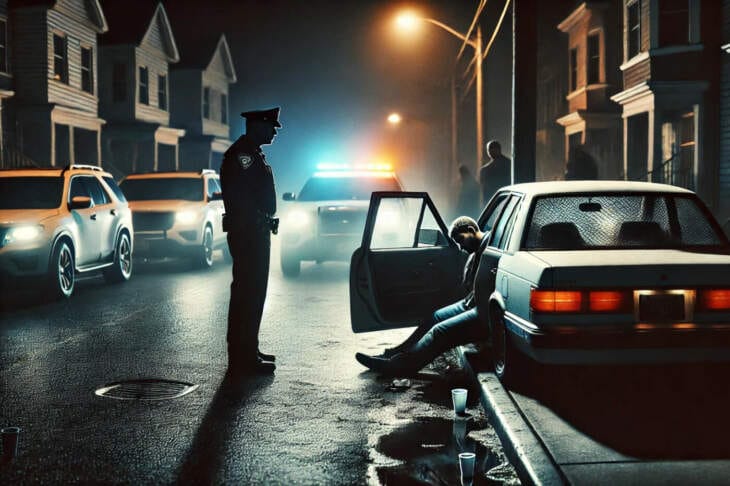 Dieb schläft im Auto ein und wird von Polizei überrascht | KI generiertes Archivfoto | 3 zu 2 | (c) Wildwechsel