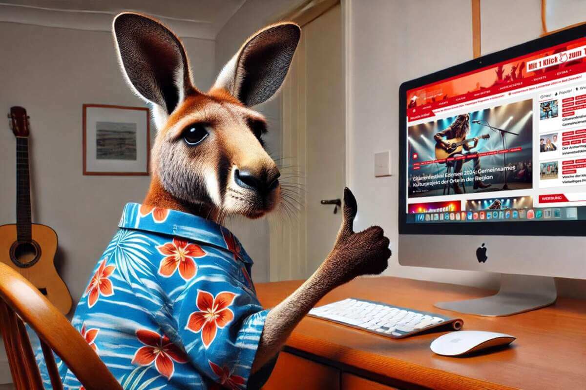 Kang Guru am PC | (c) Wildwechsel - KI generiert mit Chat GPT DALL E
