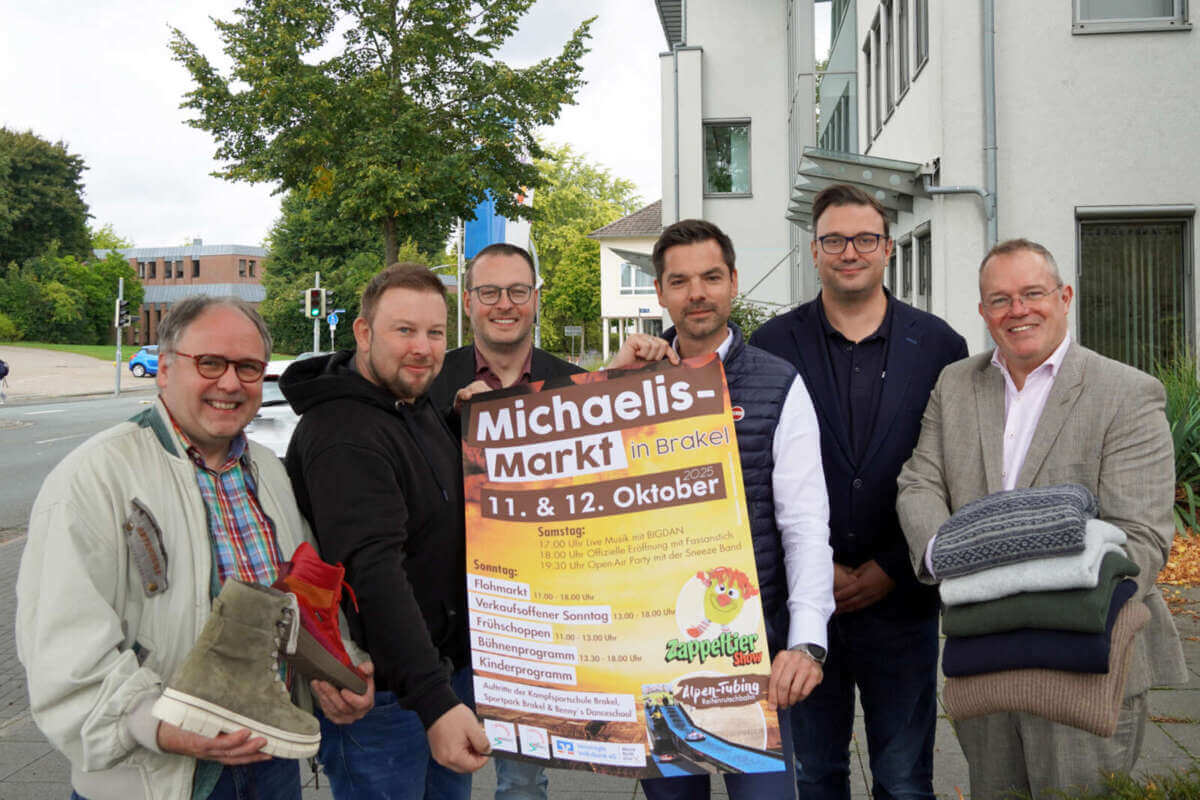 Michaelismarkt Gruppe - Freuen sich auf den Michaelismarkt: (v. links) Rainer Schäfers, Markus Härmens, Alexander Kleinschmidt, Thomas Albers, Andreas Tebbe und Bernhard Fischer