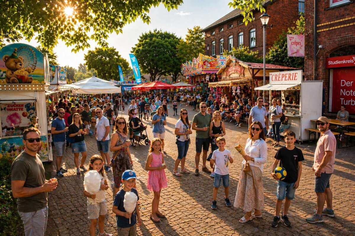 Bunte Kirmesbuden, volle Plätze und entspannte Stimmung beim Stadtfest Brakel 2026: Besucher schlendern zwischen Fahrgeschäften, Streetfood und Live-Musik durch die lebendige Innenstadt von Brakel. Stadtfest Brakel 2026 Kirmes | Ki-generiert - (c) Wildwechsel.de