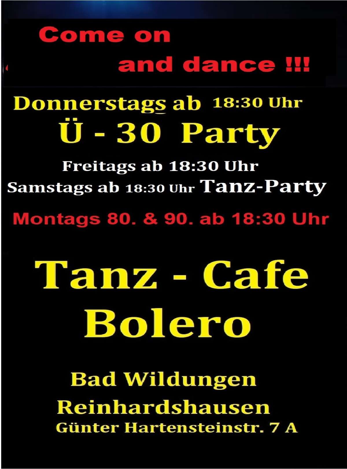 Tanz-Party immer Samstags