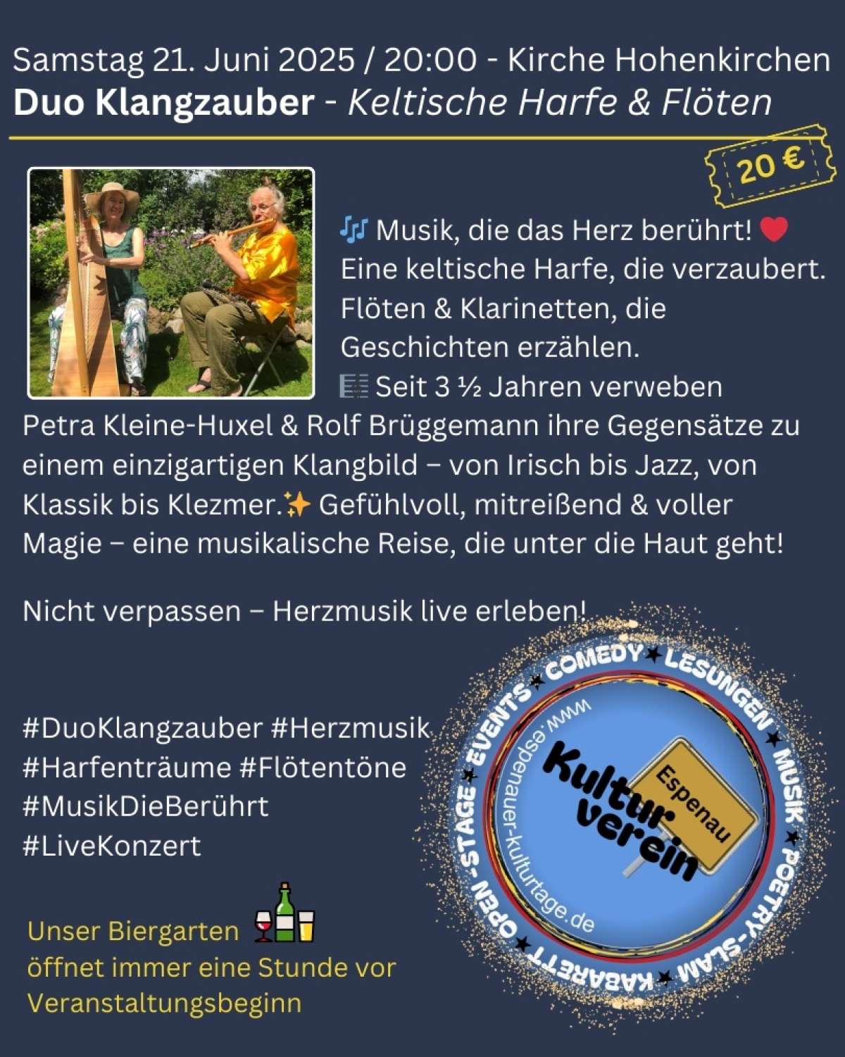 Espenauer Kulturtage 2025 - Keltische Harfe & Flöten – Duo Klangzauber