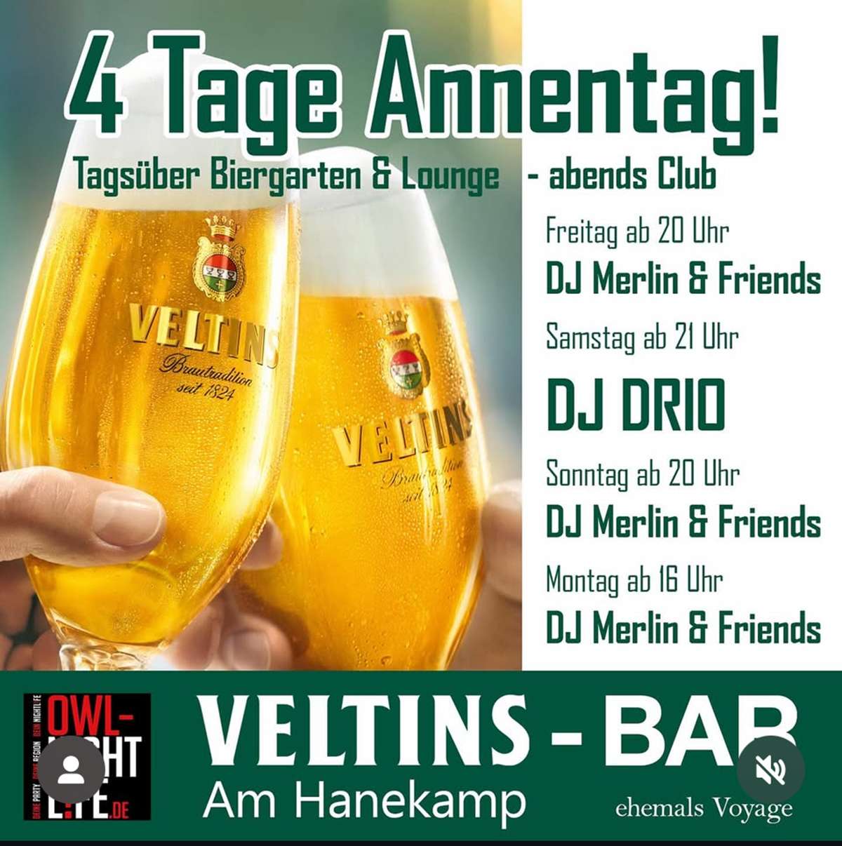 4 Tage Annentag – tagsüber Biergarten & Lounge, abends Club