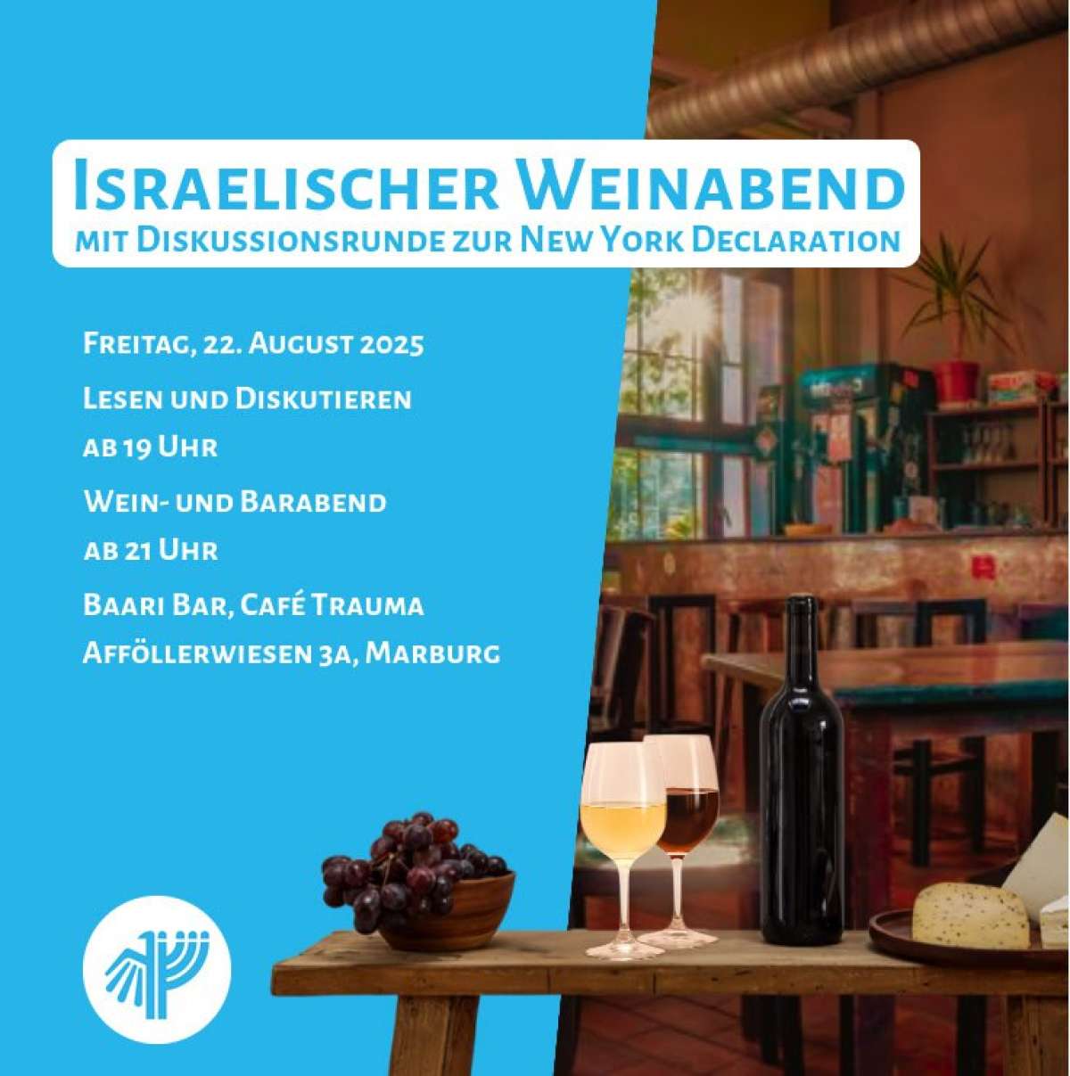 Israelischer Weinabend mit Diskussionsrunde zur New York Declaration
