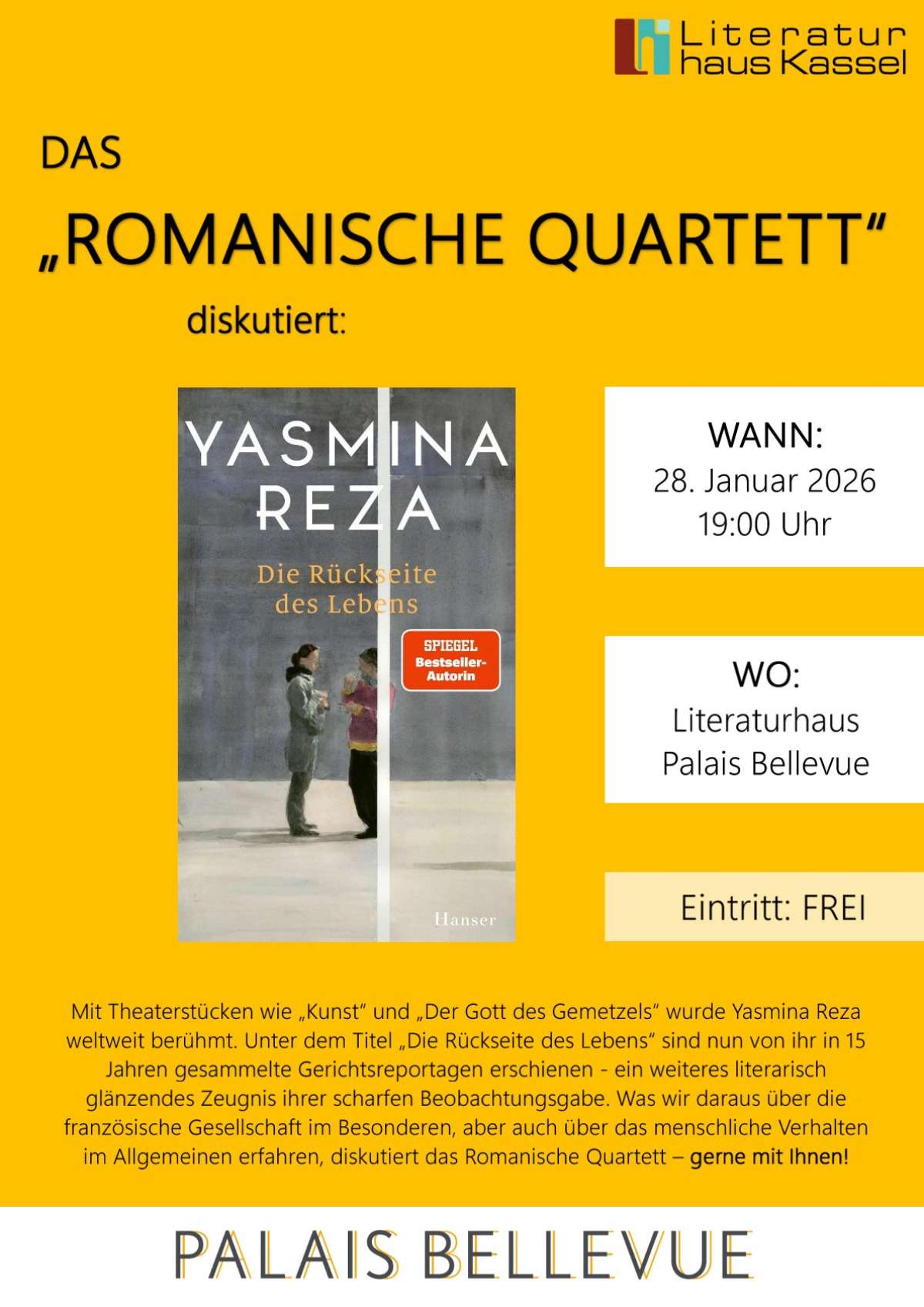 Das Romanische Quartett diskutiert: Yasmina Reza Die Rückseite des Lebens