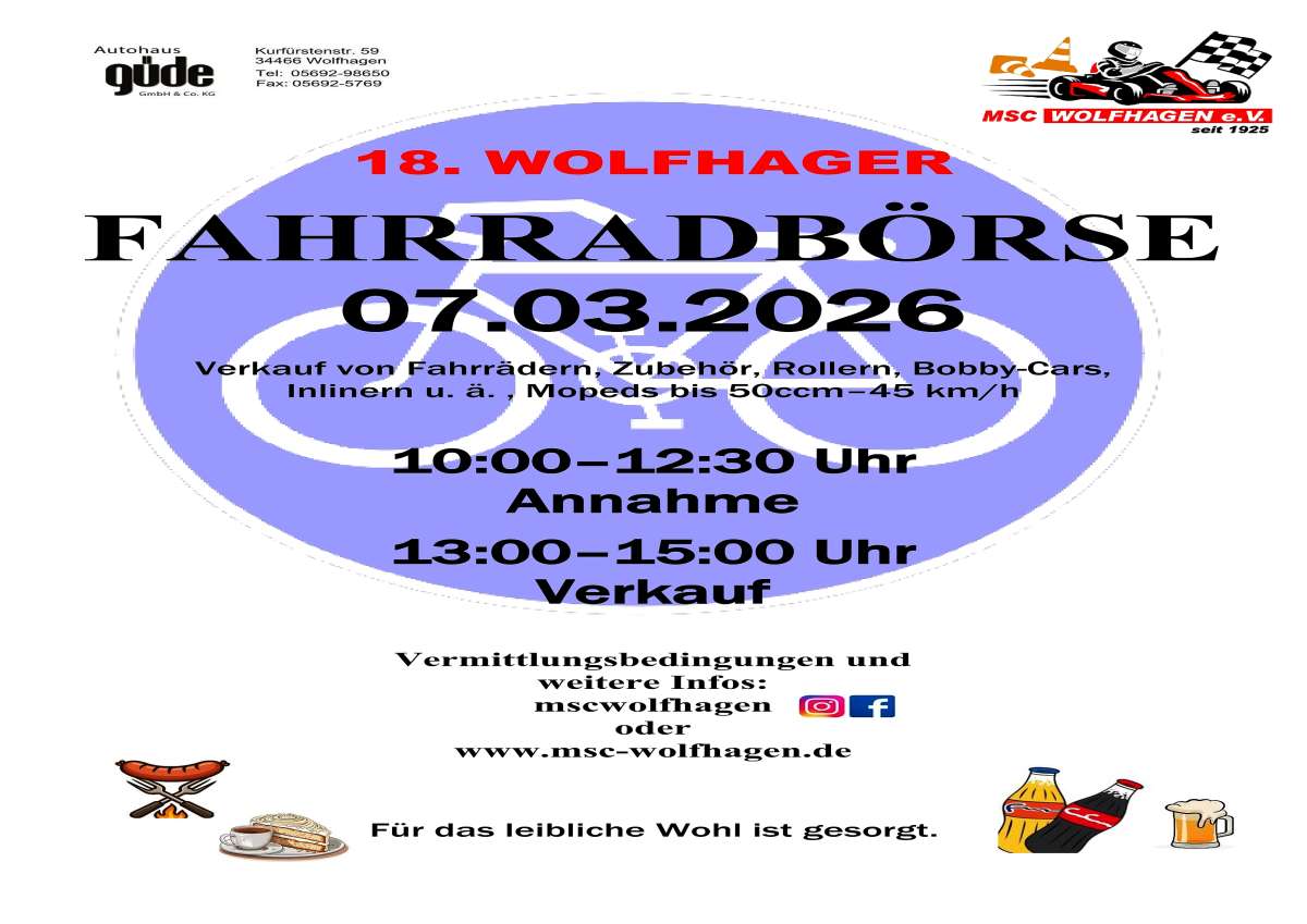Wolfhager Fahrradbörse des MSC Wolfhagen am 7. März 2026