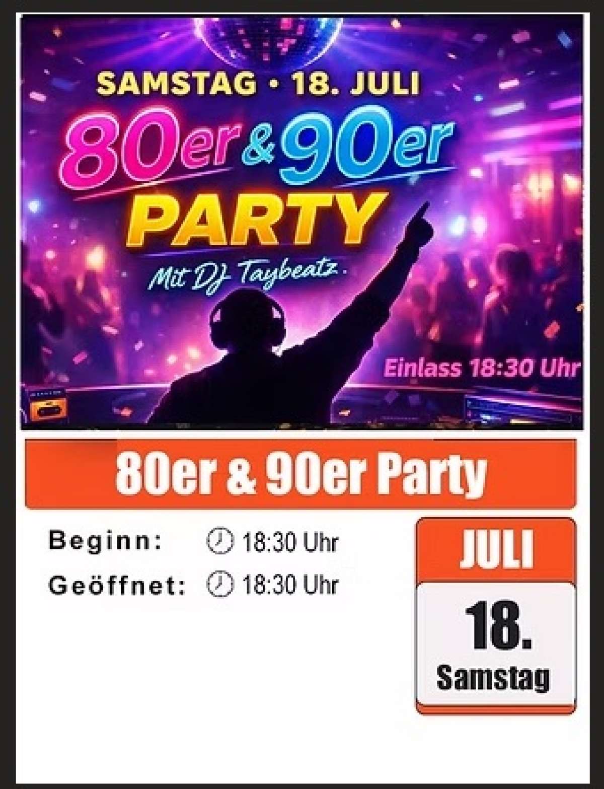 Großes Bild schließen! 80er & 90er Party