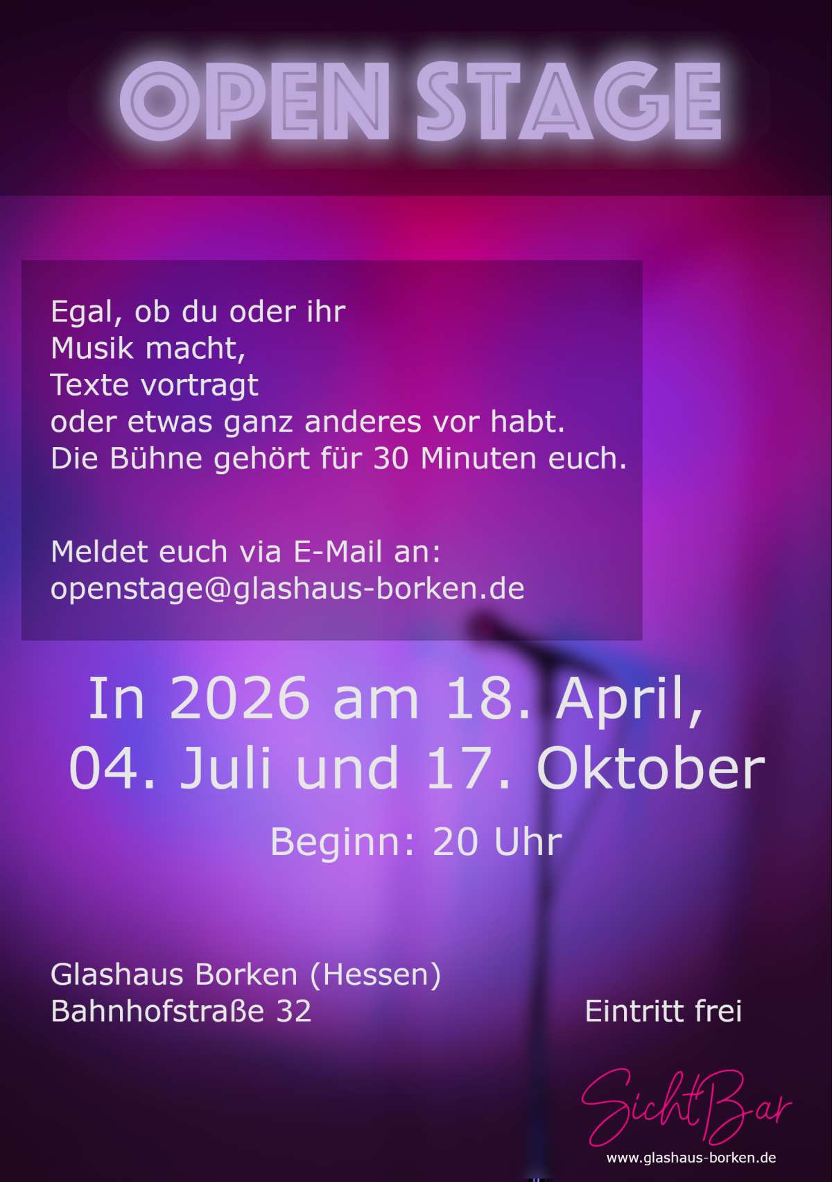 Offene Bühne im Glashaus