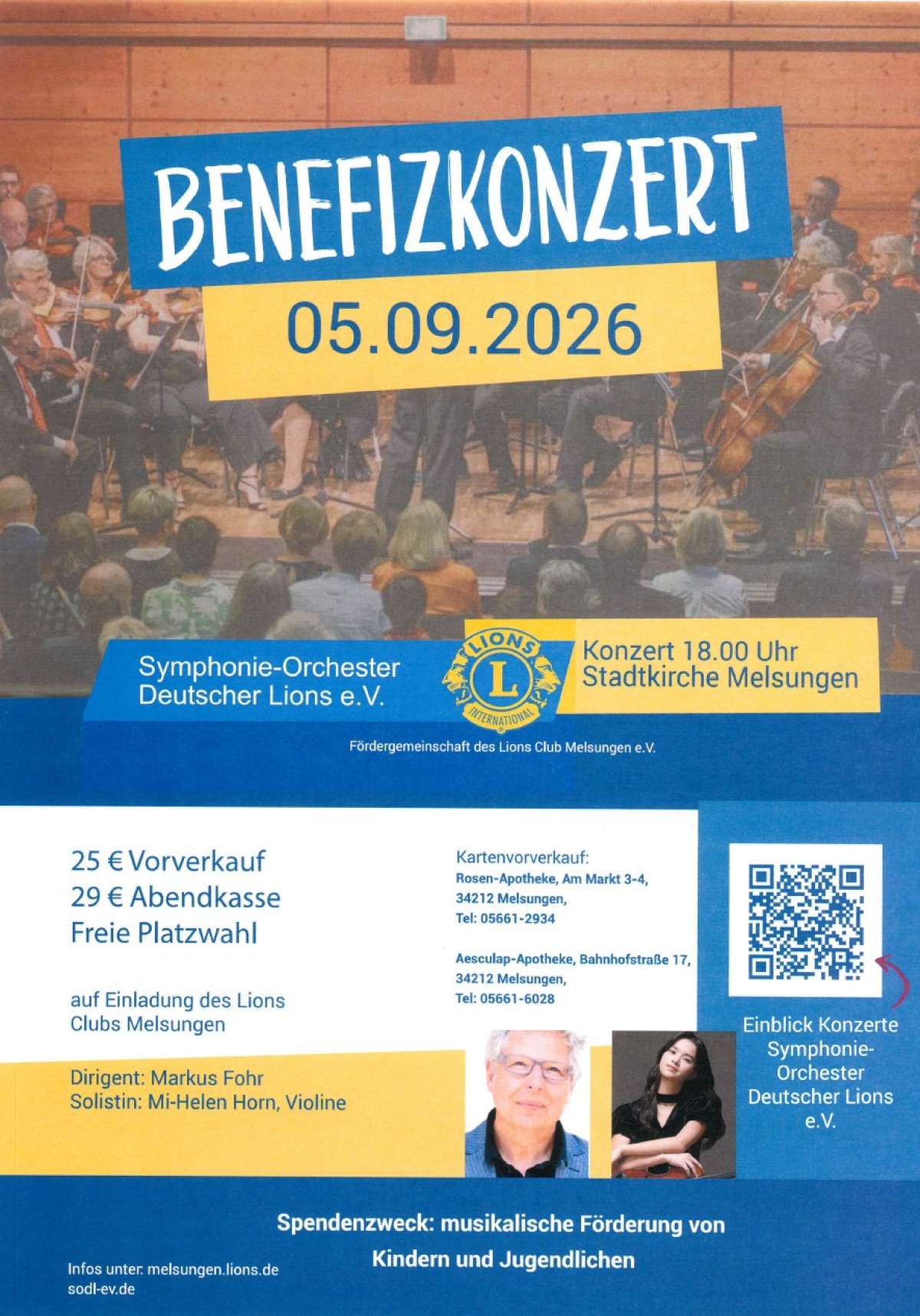Großes Bild schließen! Benefizkonzert mit dem Symphonie-Orchester Deutscher Lions e.V.