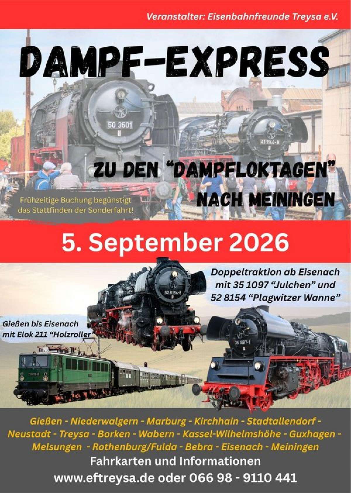 Fahrt zu den Meininger Dampfloktagen