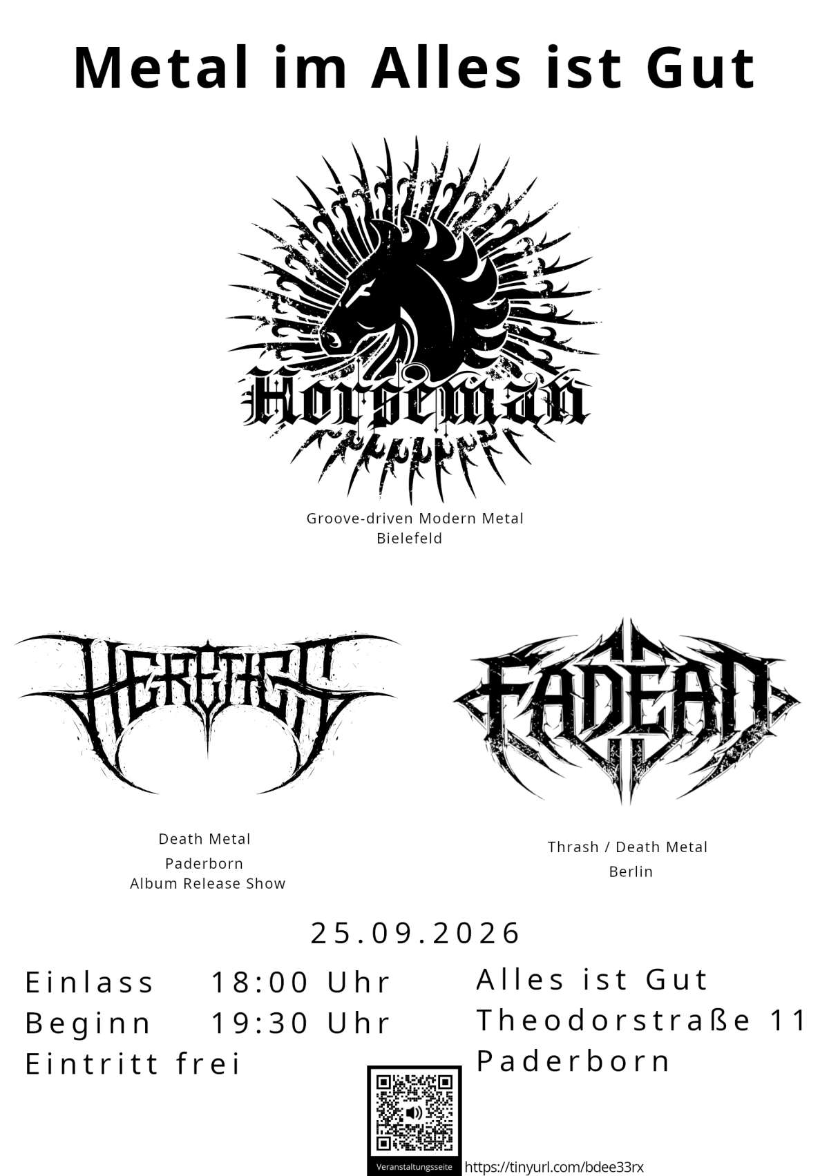 Metal Konzert – Fadead, Heretics, Horseman