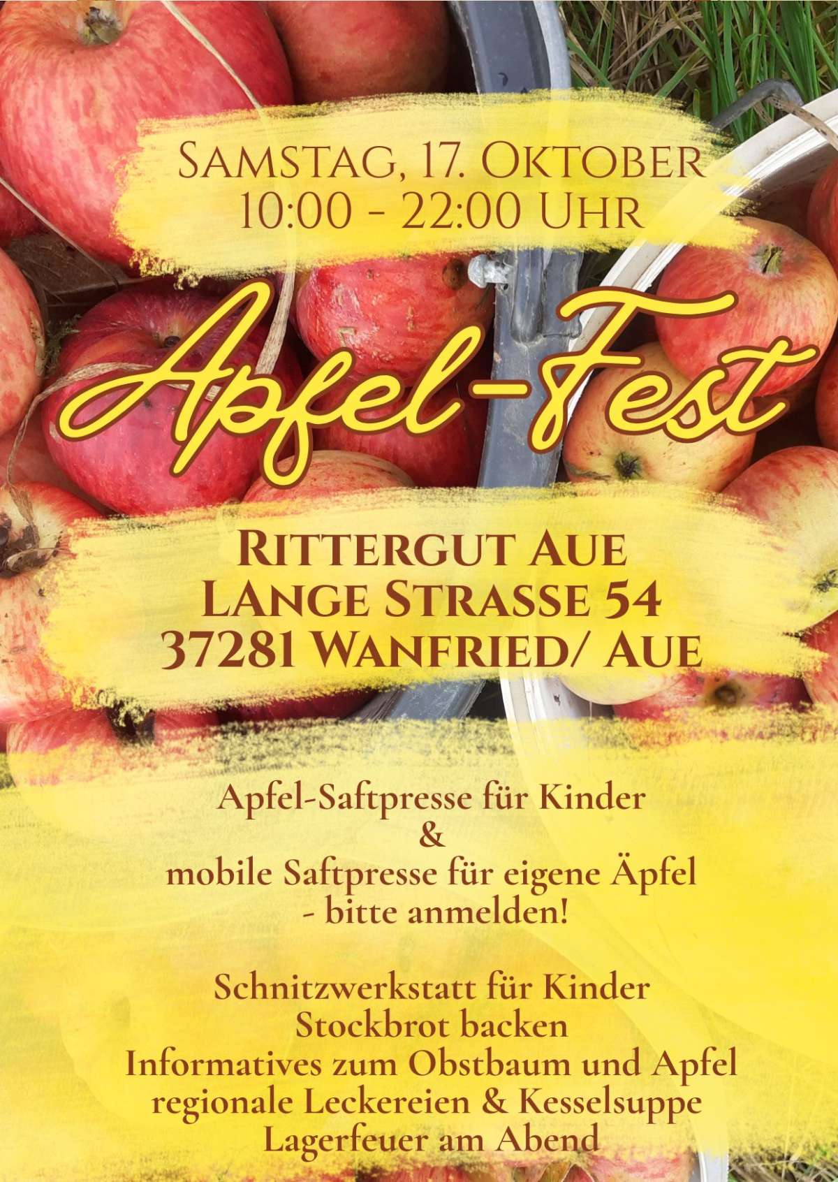 Apfelfest Apfelpresse und Stockbrot- Werkstatt